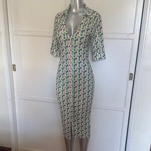 Chic Geometric Print Midi Dress